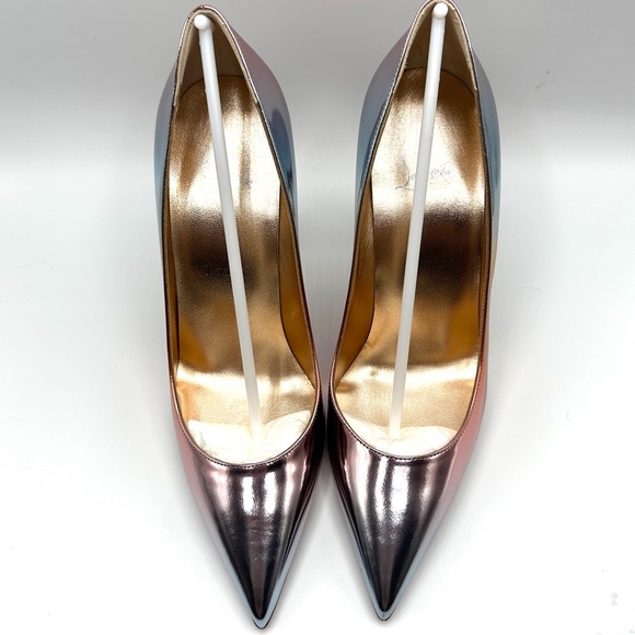NEW Christian Louboutin Kate 100 Specchio Degrade Metallic Leather Rainbow Heels - Picture 1 of 9